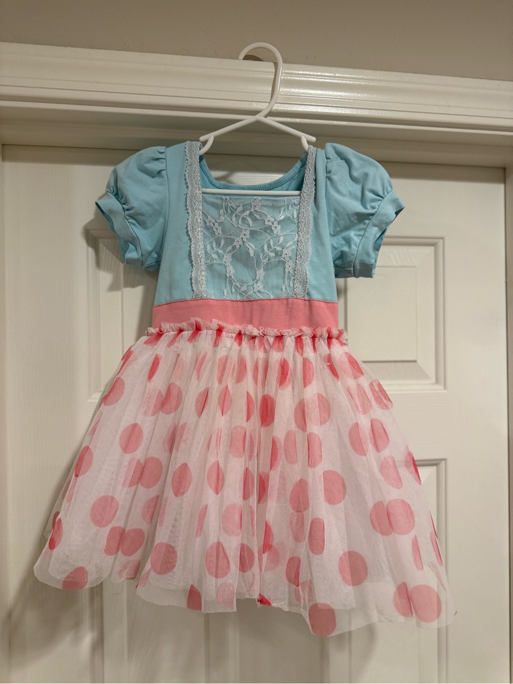 Blue and Pink Polka Dot Girls Costume- Taylor Joelle Toy Story Bo Peep dress